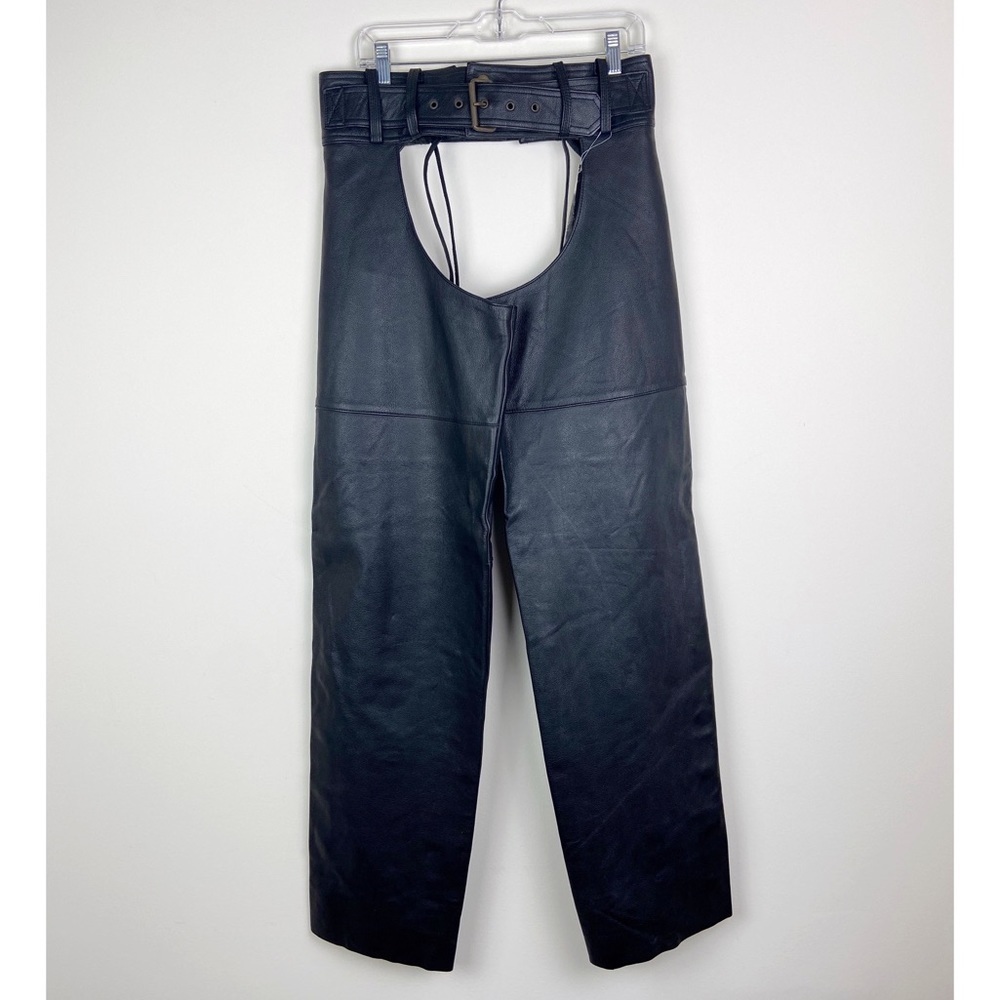 Hein Gericke Vintage 80's Black Leather Motorcycle Chaps